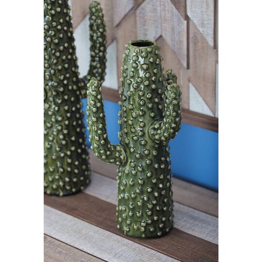Green Ceramic Eclectic Vase, 12" x 5" x 6"
